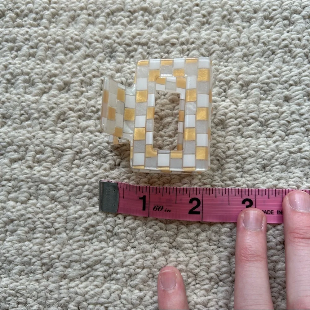 Creamsicle Orange and White Checkerboard Small Claw Clip